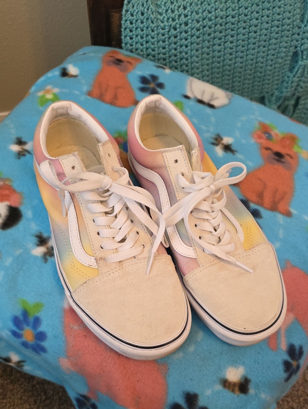 Vans Pastel Gradient Low-Top Sneakers - White, Pink, Yellow, Blue